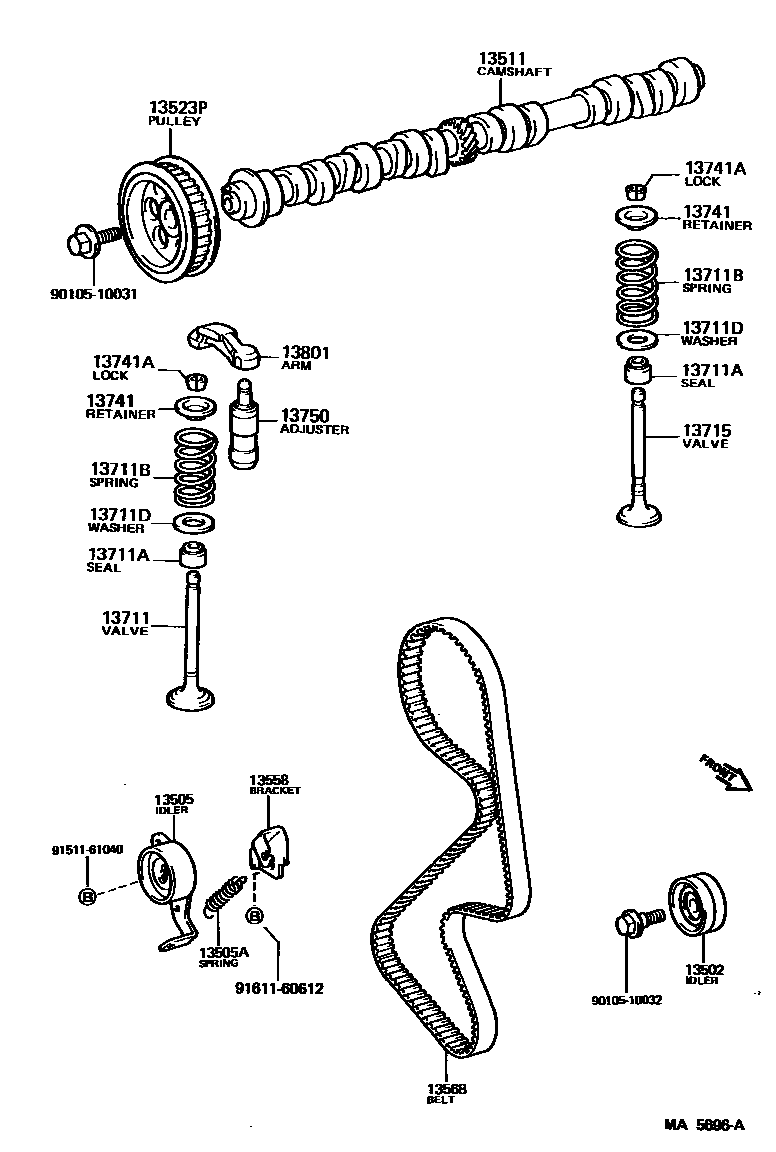 Toyota CAMRY Camshaft & Valve EPC diagram — MA5696A