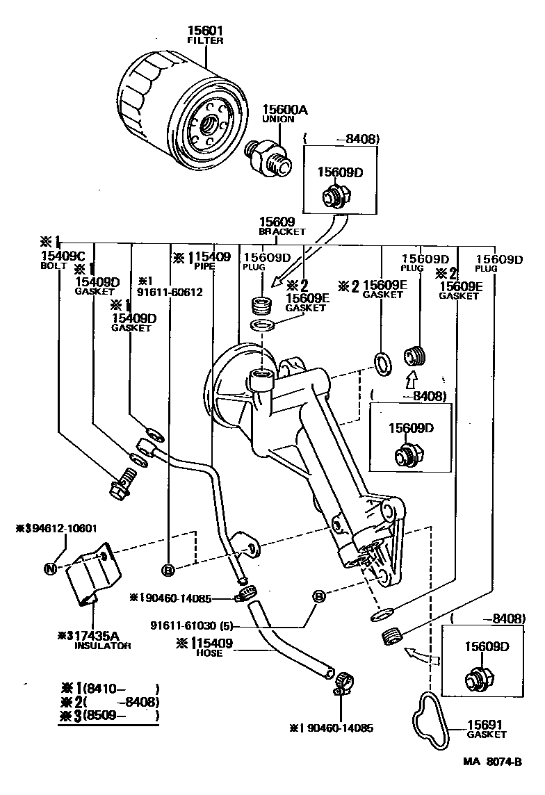 Toyota CAMRY Oil Filter EPC diagram — MA8074B