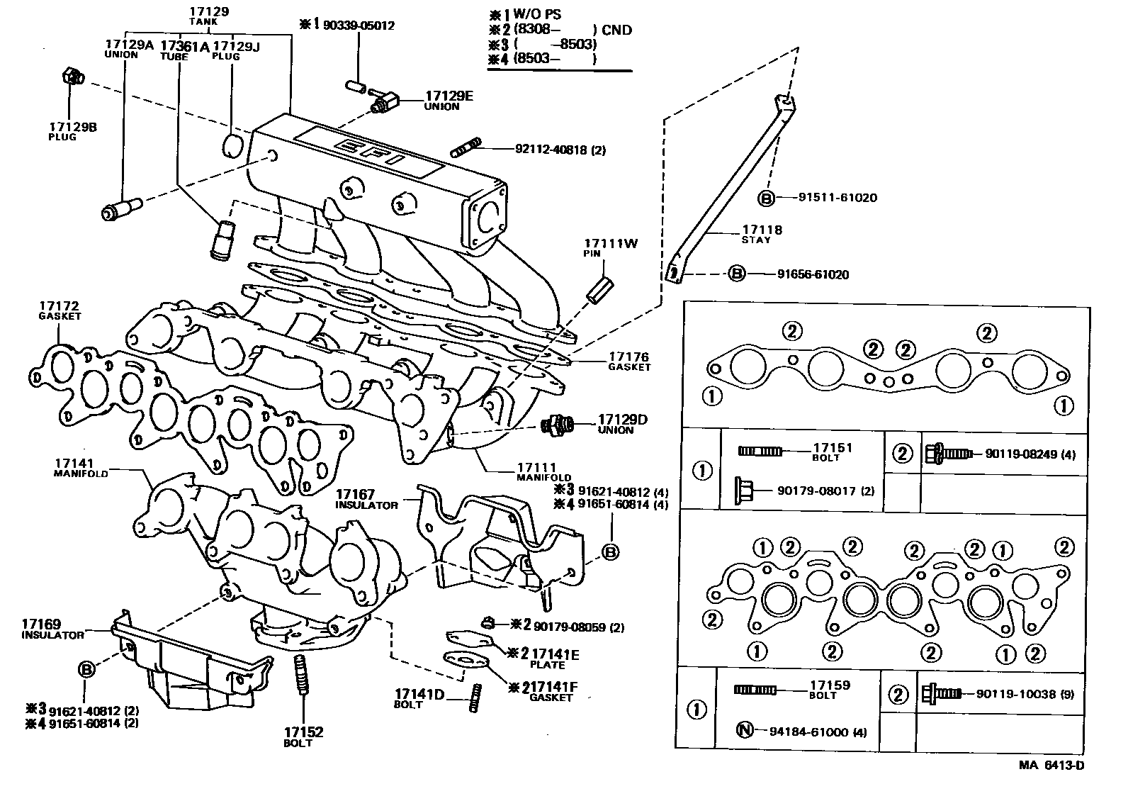 Toyota CAMRY Manifold EPC diagram — MA6413D