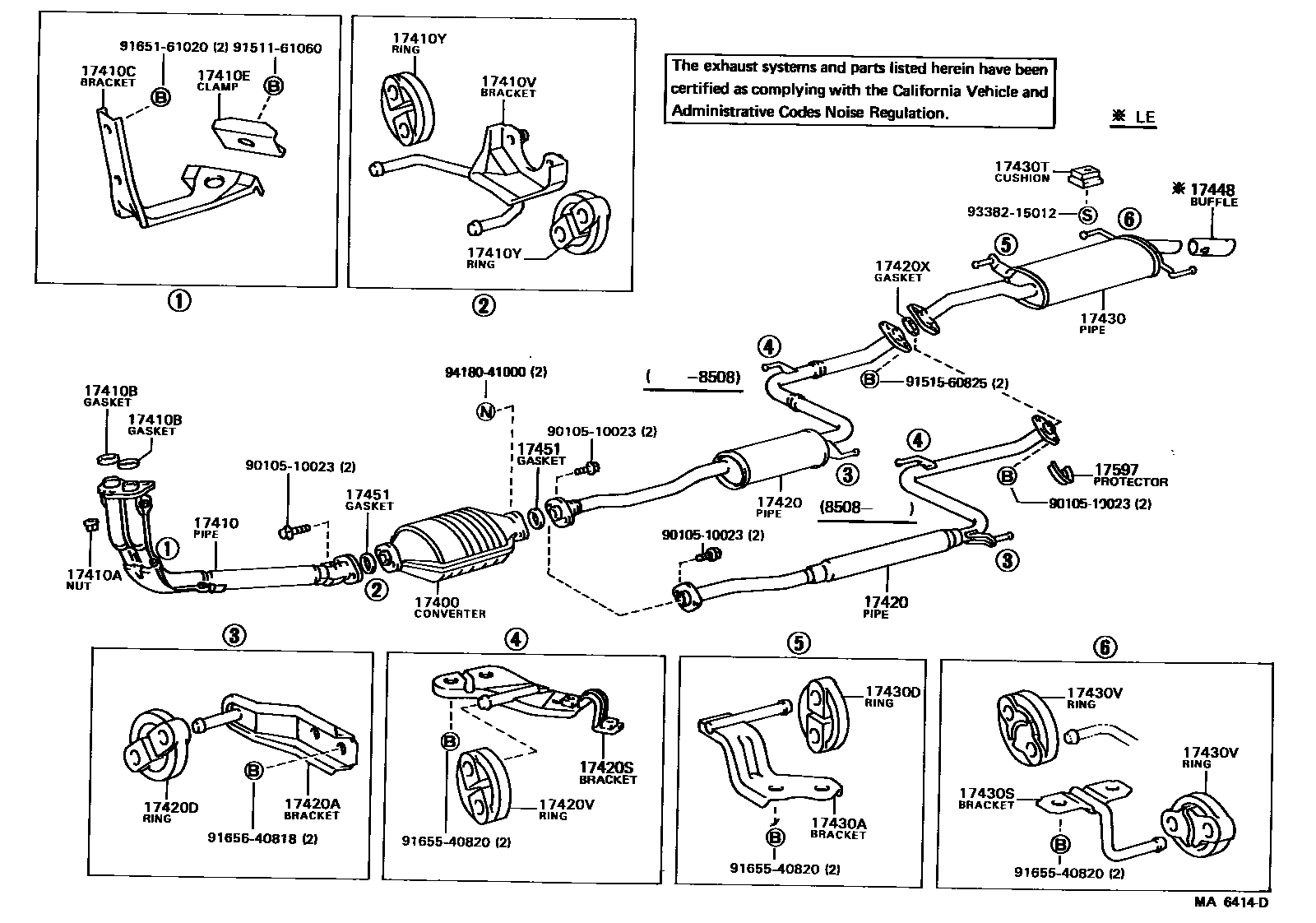 Toyota CAMRY Exhaust Pipe EPC diagram — MA6414D