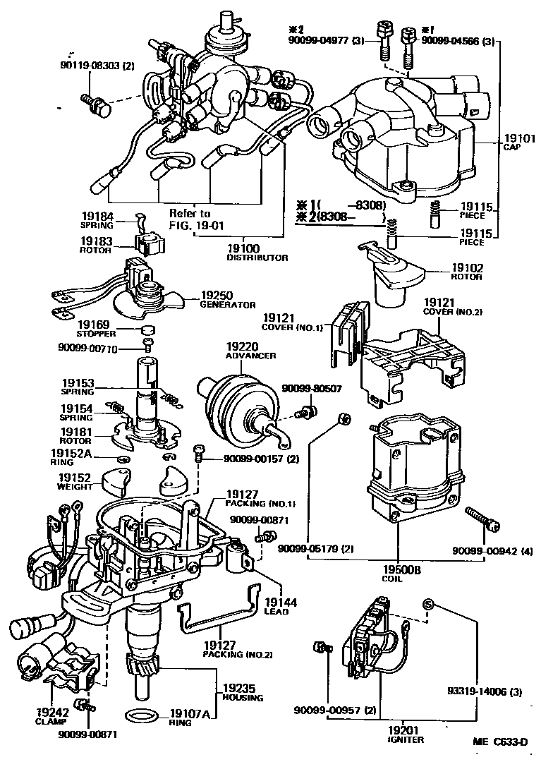 Toyota CAMRY 分电器 EPC diagram — MEC633D