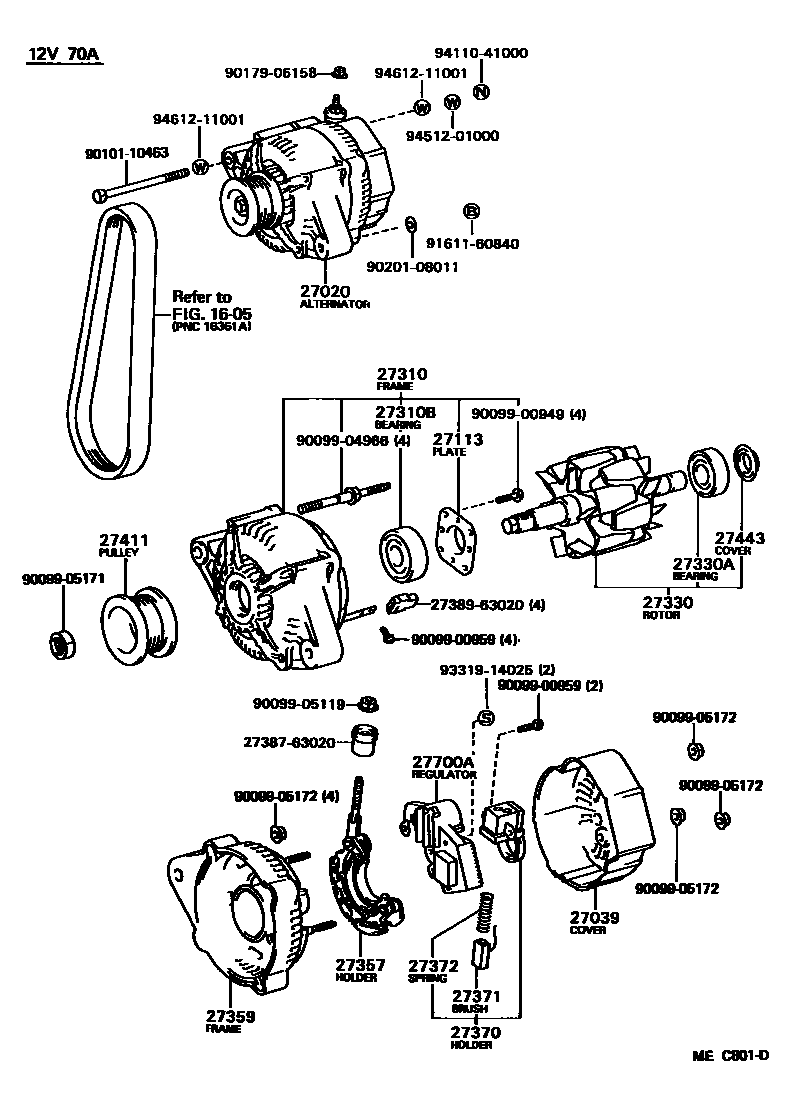 Toyota CAMRY Alternator EPC diagram — MEC801D