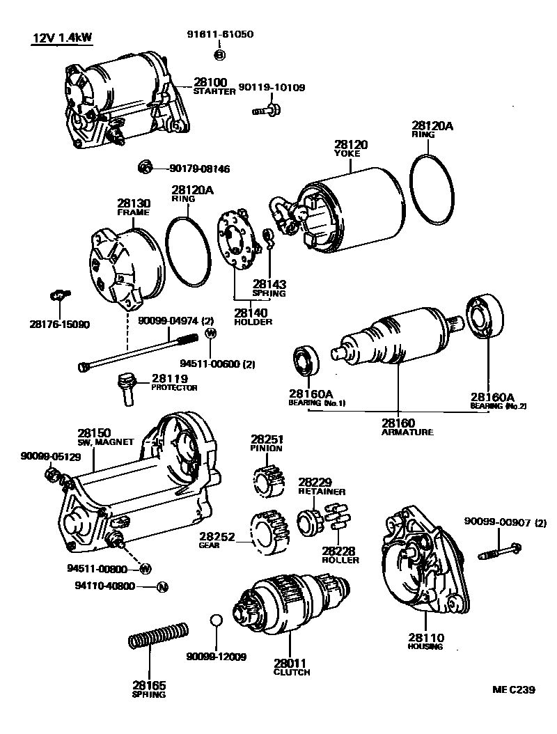 Toyota CAMRY 起动机 EPC diagram — MEC239