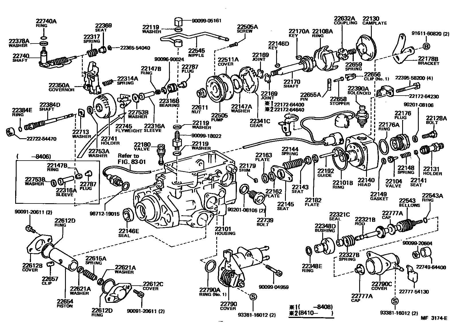Toyota CAMRY 喷油泵体 EPC diagram — MF3174E