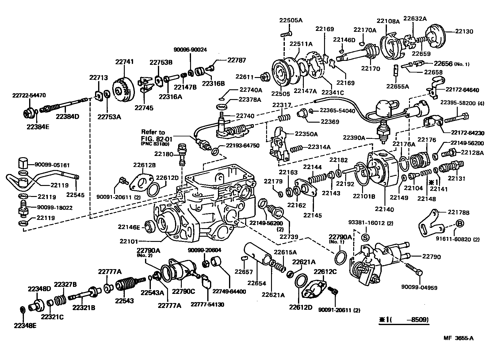 Toyota CAMRY 喷油泵体 EPC diagram — MF3655A