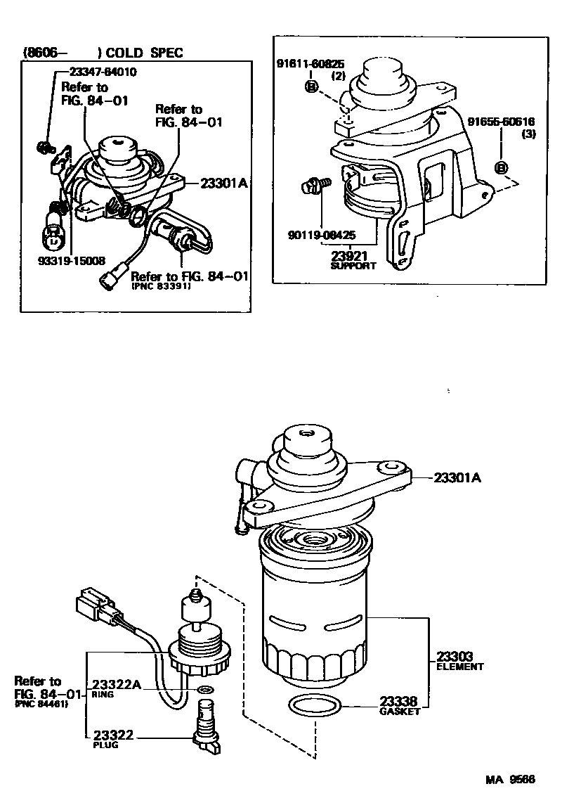 Toyota CAMRY fuel filter EPC diagram — MA9566