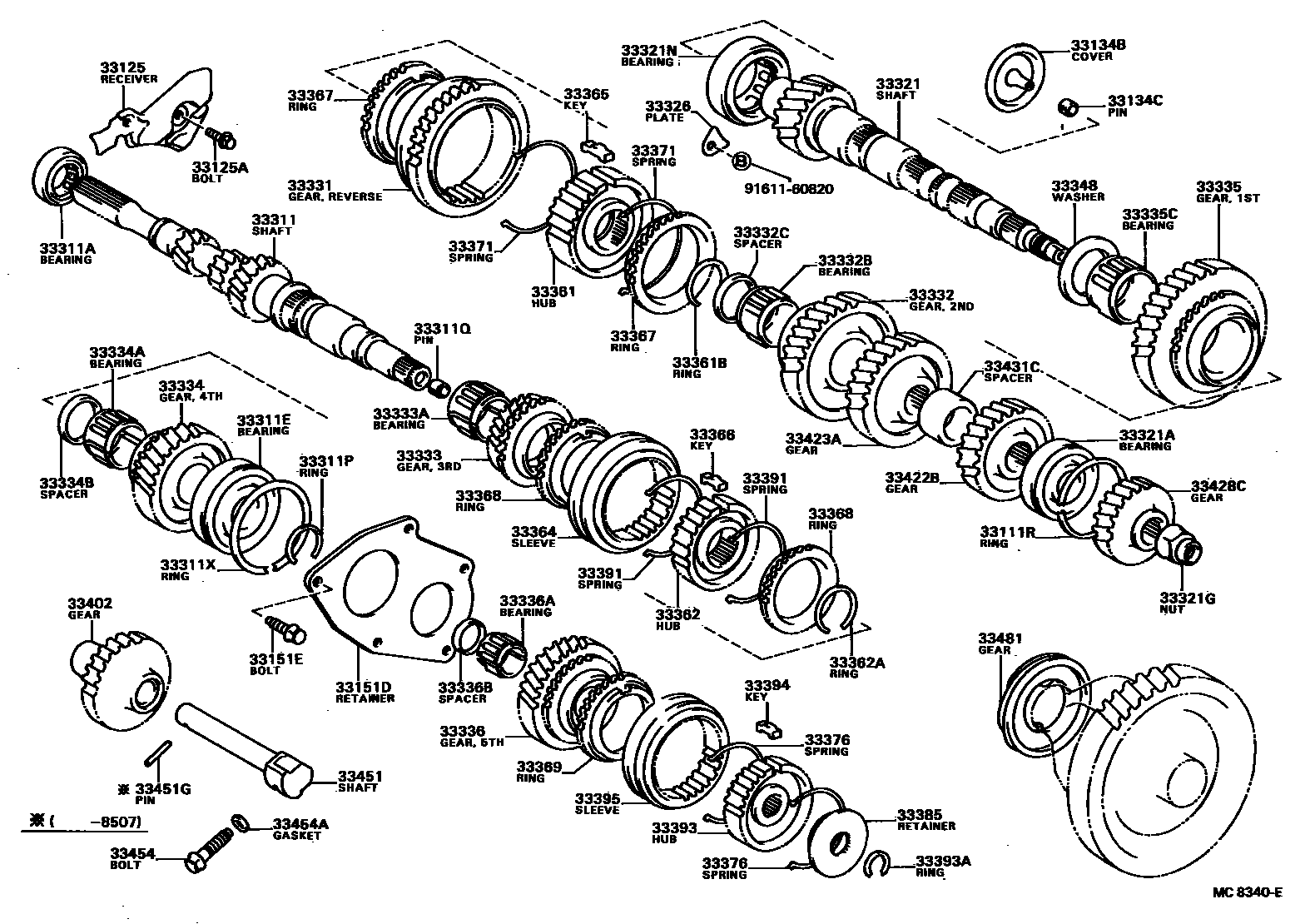 Toyota CAMRY 变速器齿轮(MTM) EPC diagram — MC8340E
