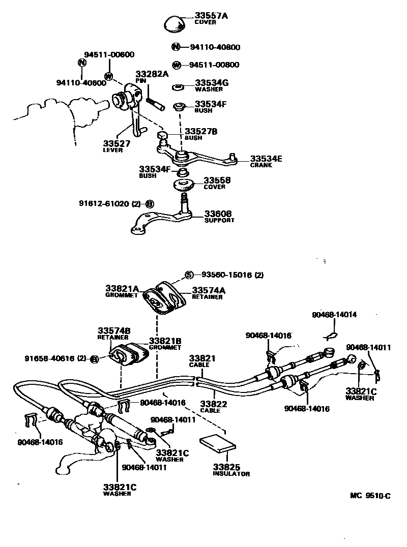Toyota CAMRY Shift Lever & Retainer EPC diagram — MC9510C