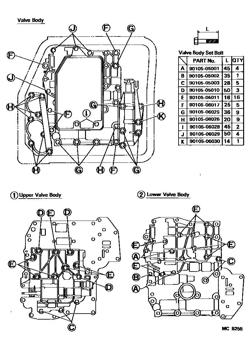 Toyota CAMRY 阀体和滤油网(ATM) EPC diagram — MCB255