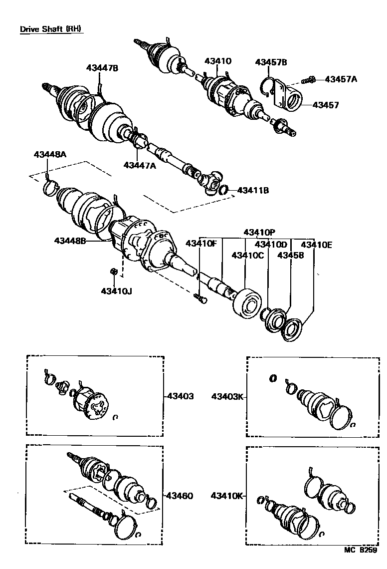 Toyota CAMRY Front Drive Shaft EPC diagram — MCB259