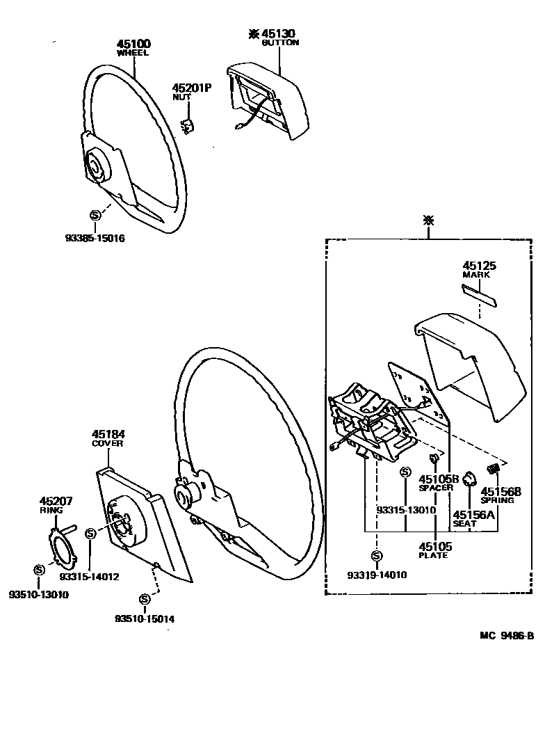 Toyota CAMRY Steering Wheel EPC diagram — MC9486B