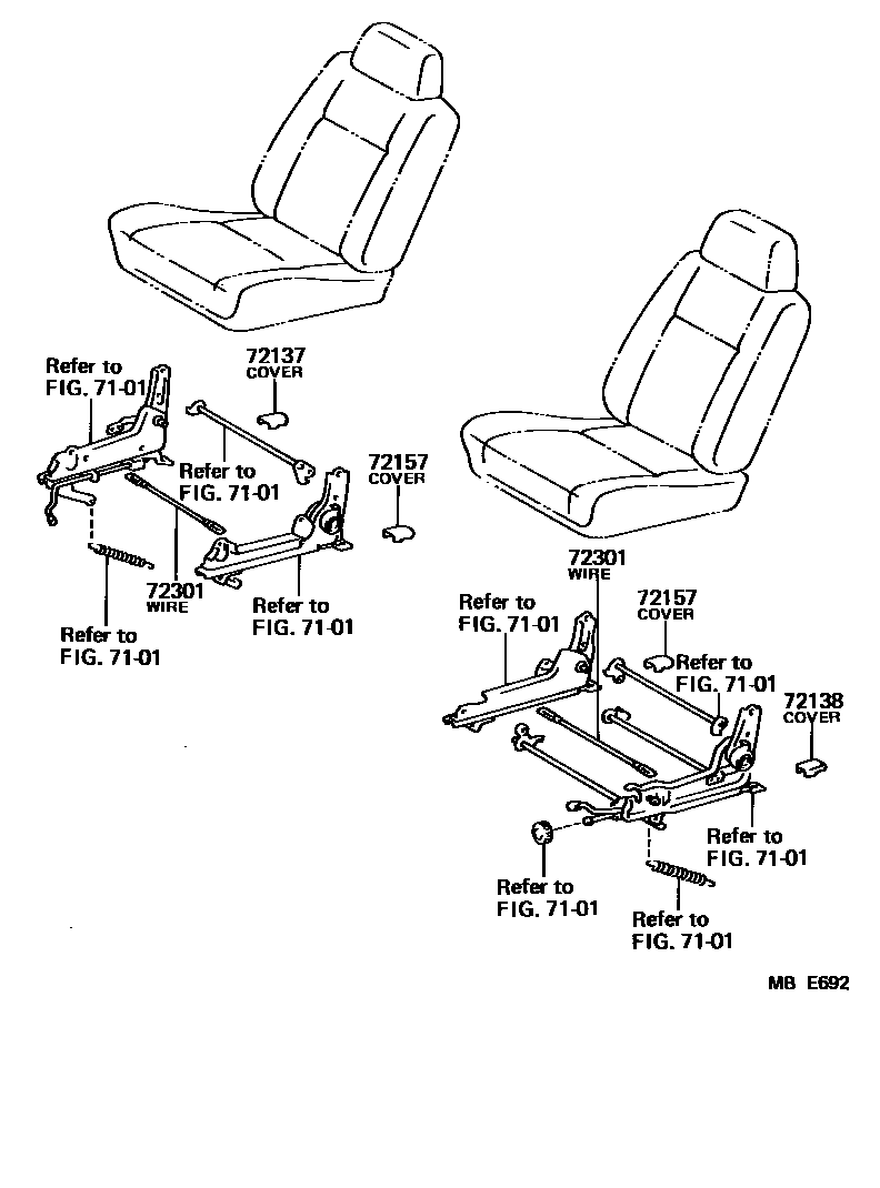 Toyota CAMRY 座椅滑轨 EPC diagram — MBE692