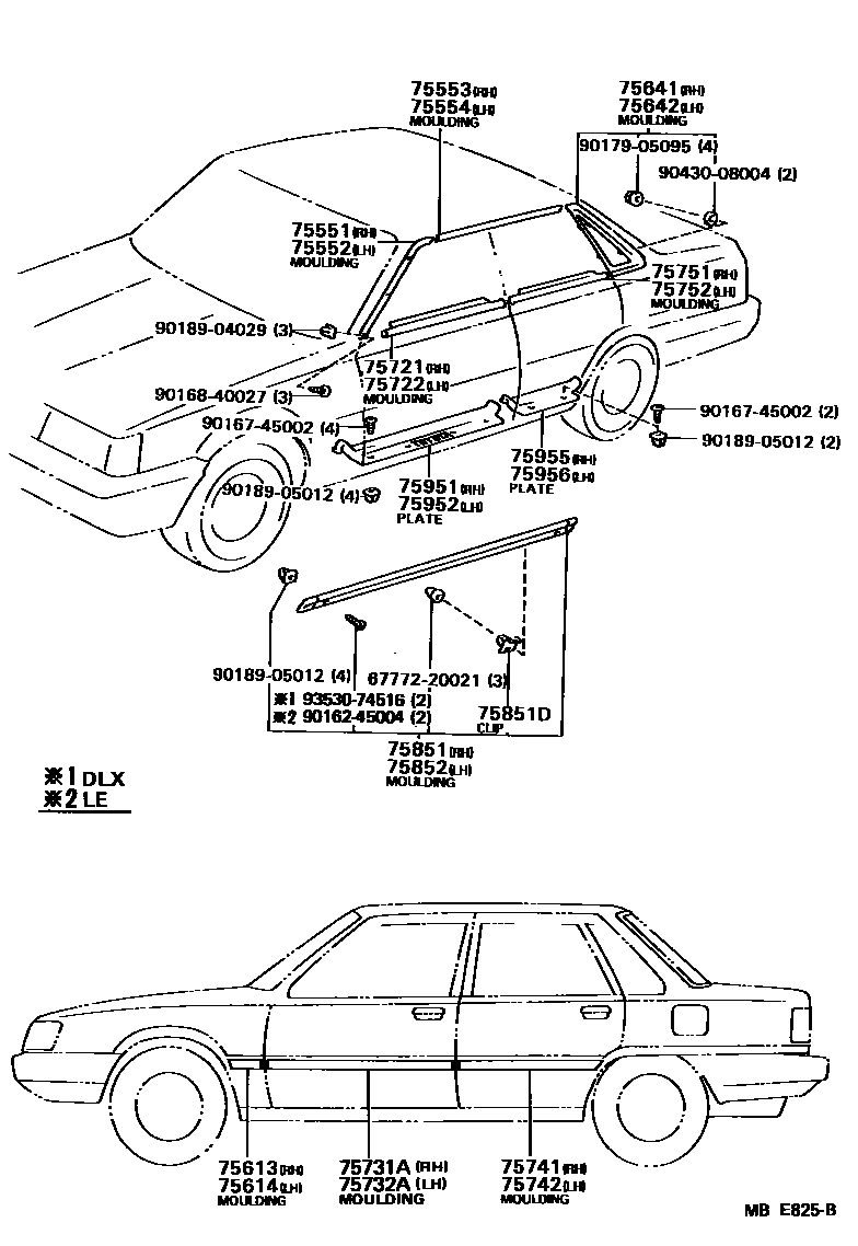 Toyota CAMRY 侧防护条 EPC diagram — MBE825B