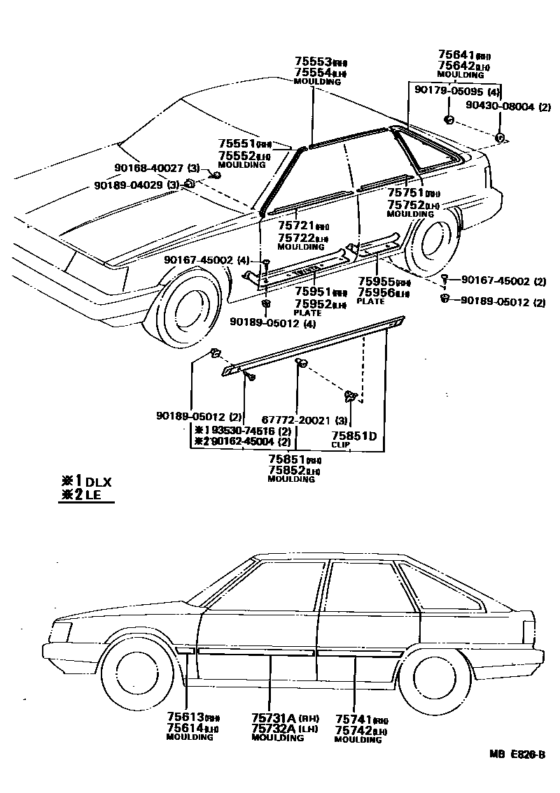 Toyota CAMRY 侧防护条 EPC diagram — MBE826B