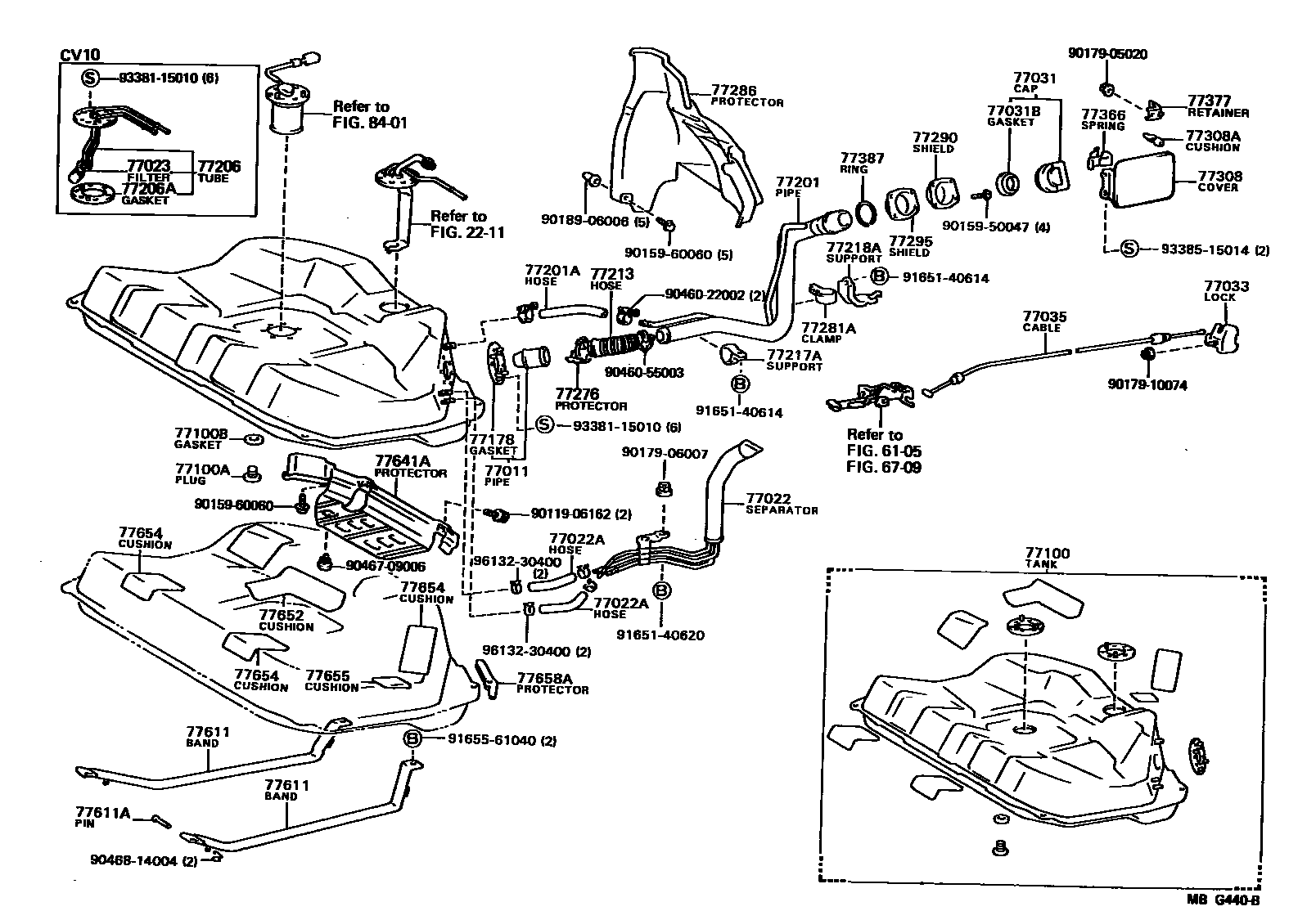 Toyota CAMRY 燃油箱和燃油管 EPC diagram — MBG440B