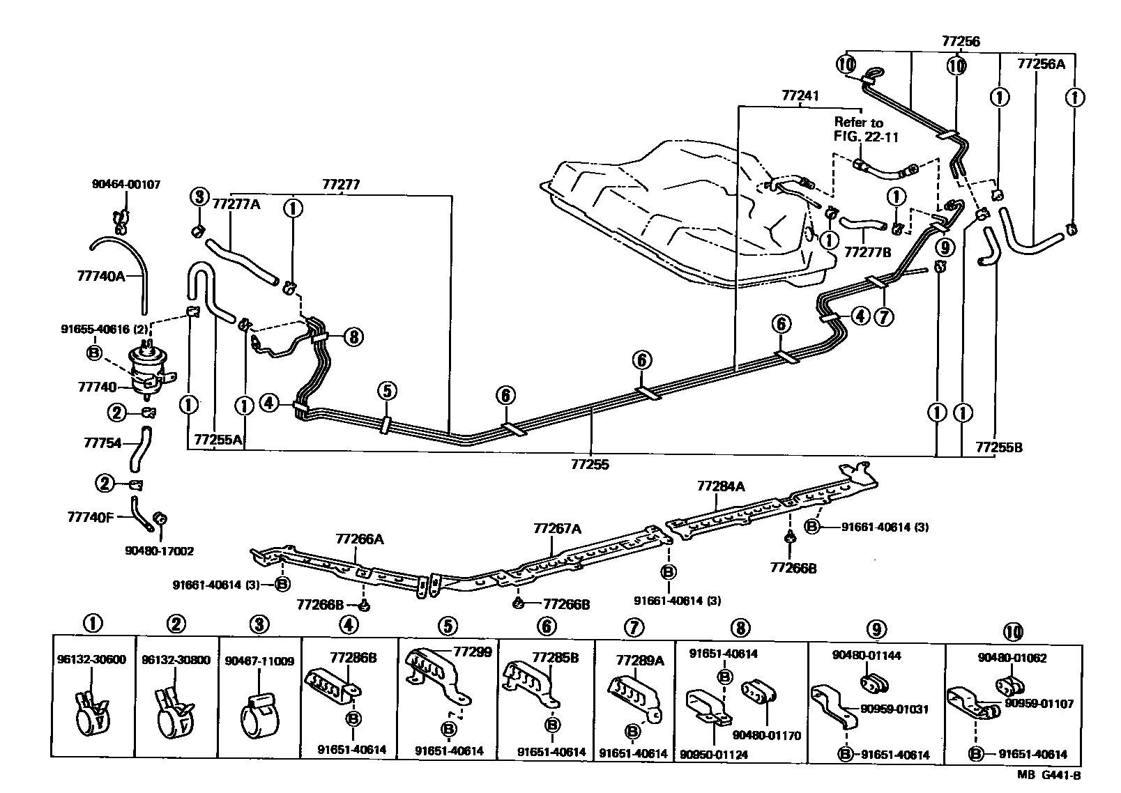 Toyota CAMRY 燃油箱和燃油管 EPC diagram — MBG441B