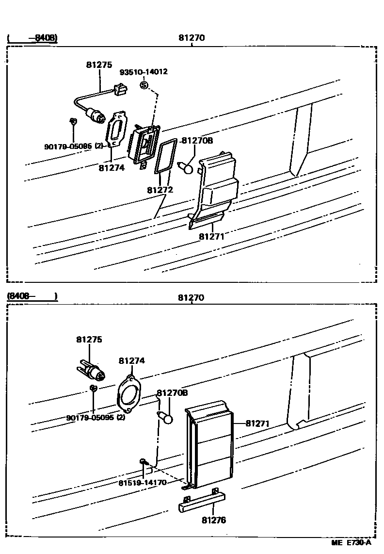 Toyota CAMRY 后牌照灯 EPC diagram — MEE730A
