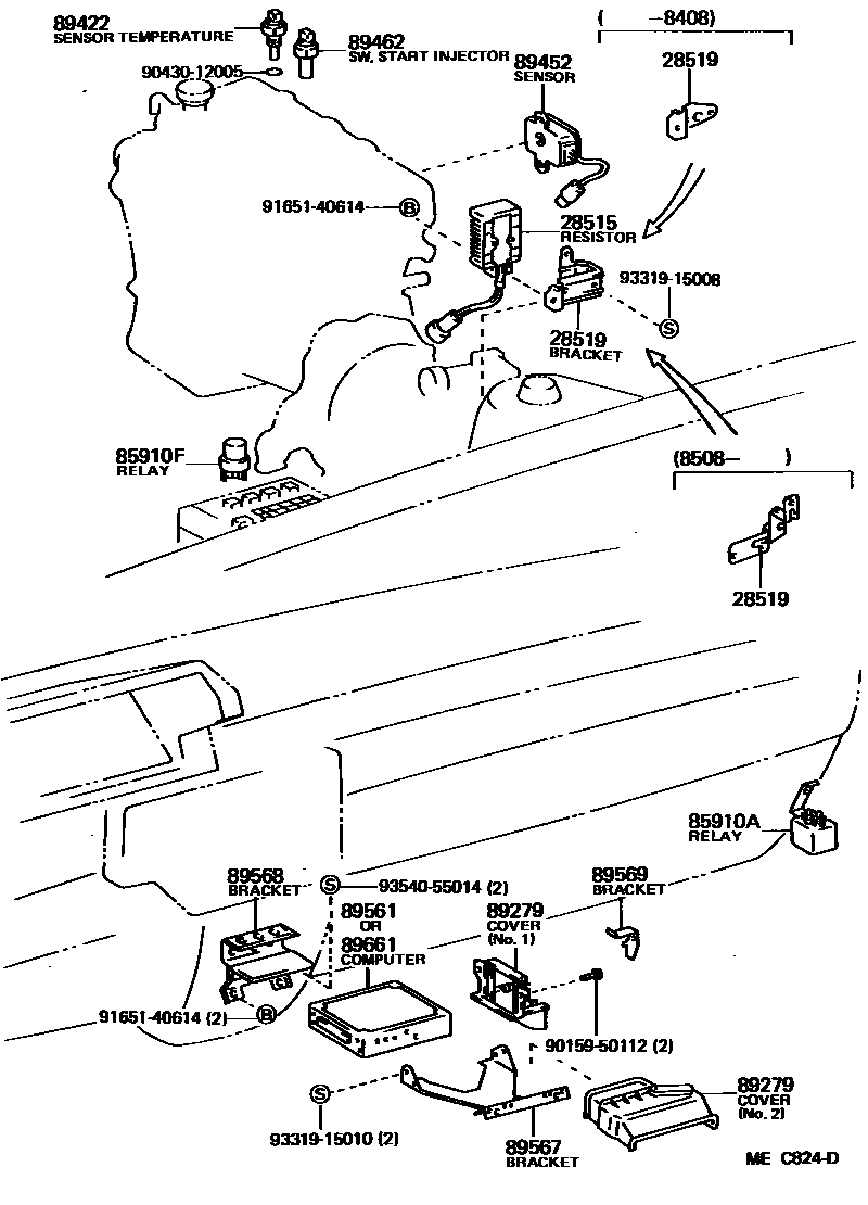Toyota CAMRY 电子燃油喷射系统 EPC diagram — MEC824D
