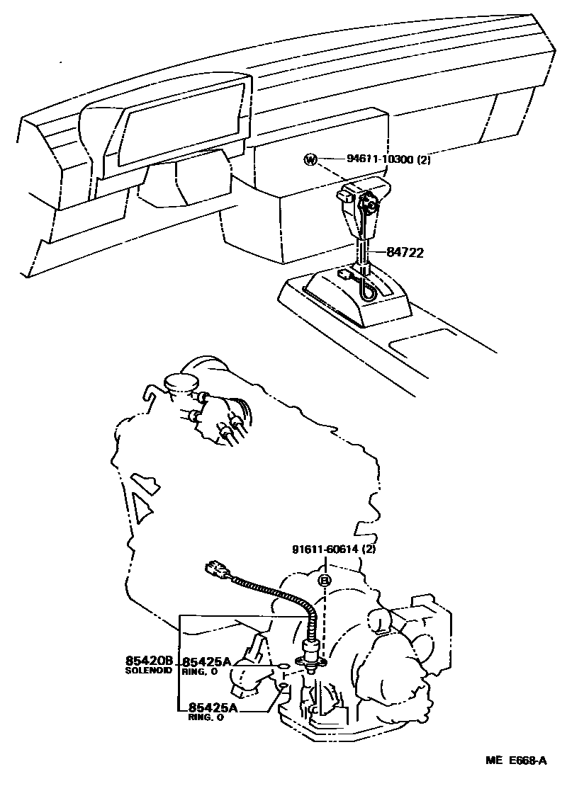 Toyota CAMRY 超速档和电子控制变速器 EPC diagram — MEE668A
