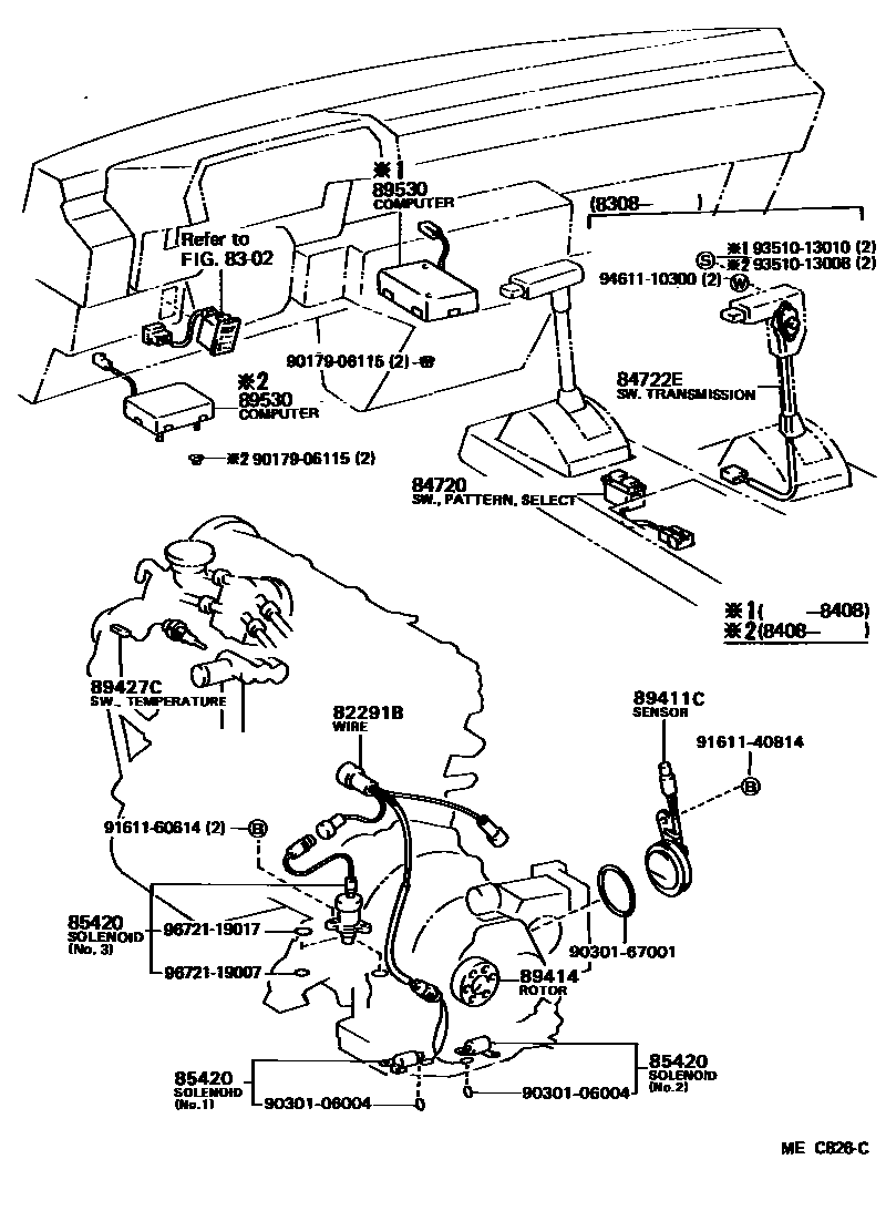 Toyota CAMRY 电子控制变速器 EPC diagram — MEC826C