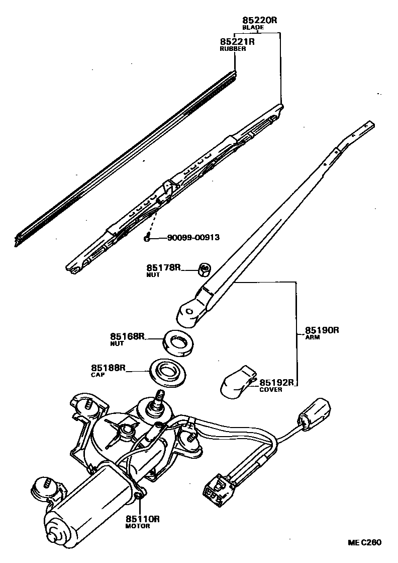 Toyota CAMRY 后刮水器 EPC diagram — MEC260