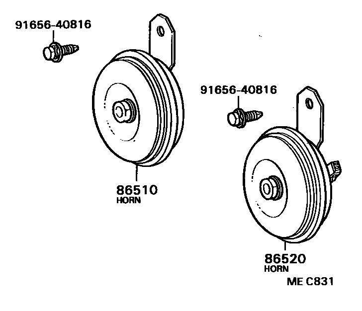 Toyota CAMRY 喇叭 EPC diagram — MEC831