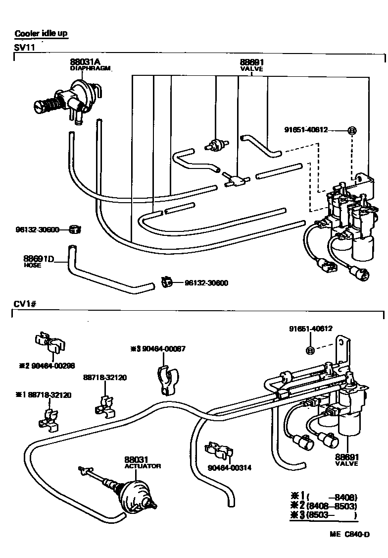 Toyota CAMRY 暖风和空调系统 - 真空管 EPC diagram — MEC840D