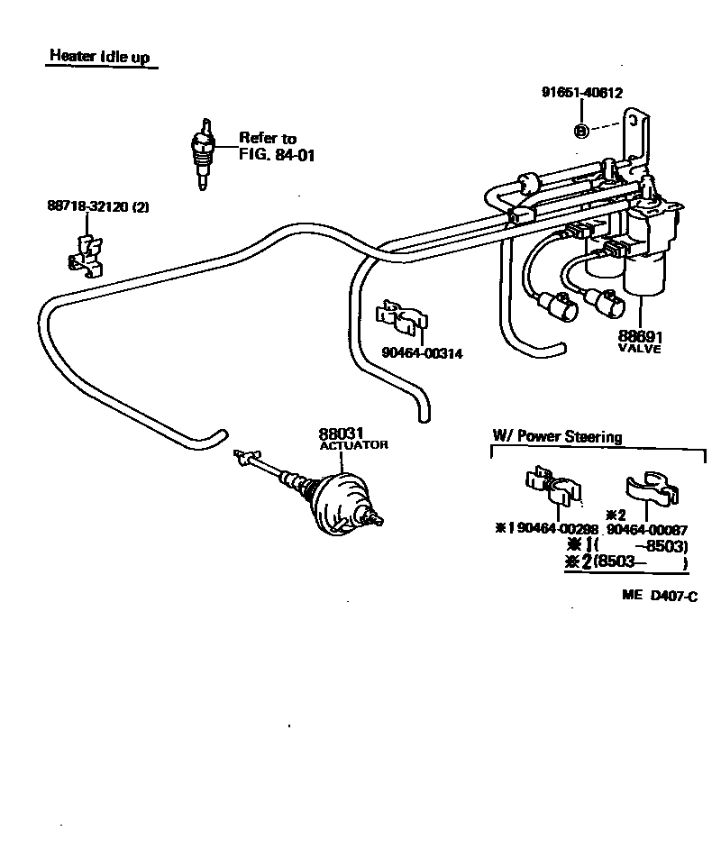 Toyota CAMRY 暖风和空调系统 - 真空管 EPC diagram — MED407C