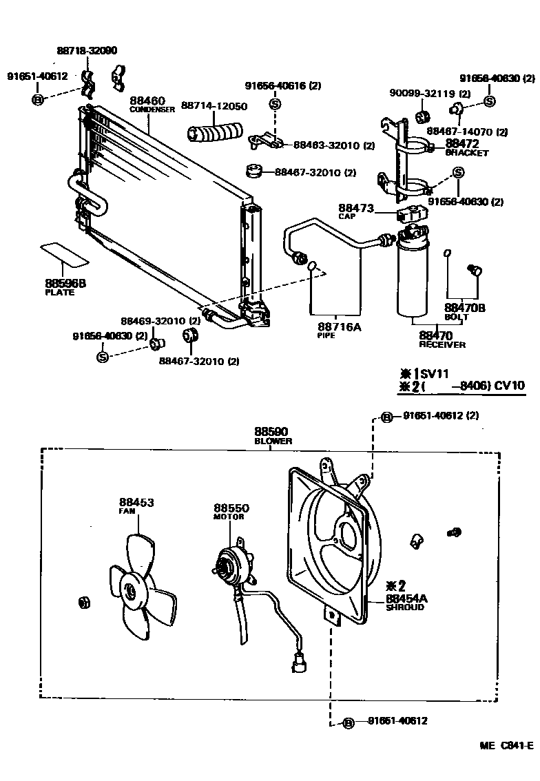 Toyota CAMRY Heating & Air Conditioning - Cooler Piping EPC diagram — MEC841E