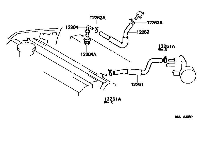Toyota CAMRY Ventilation Hose EPC diagram — MAA680
