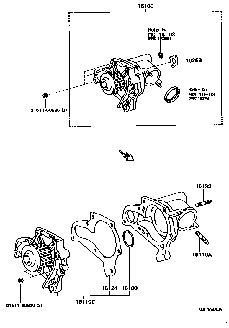 Toyota CAMRY Water Pump EPC diagram — MA9045B