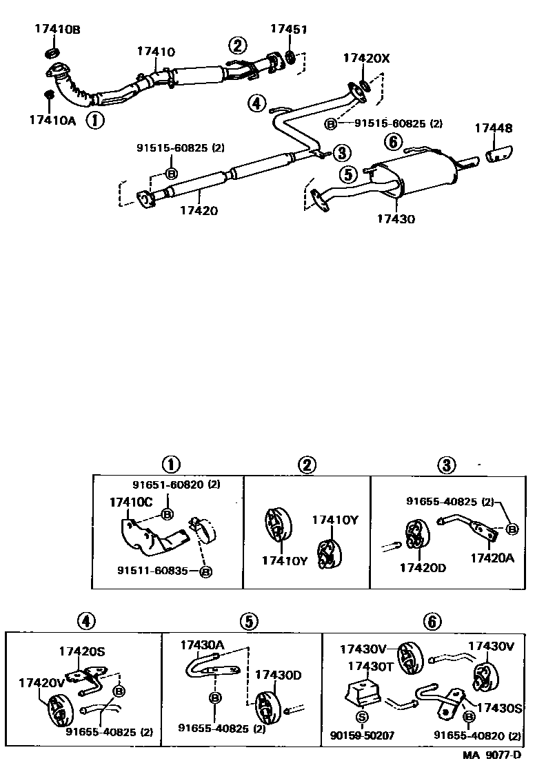 Toyota CAMRY Exhaust Pipe EPC diagram — MA9077D