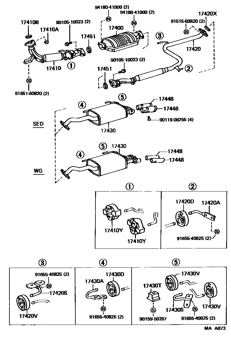 Toyota CAMRY Exhaust Pipe EPC diagram — MAA673