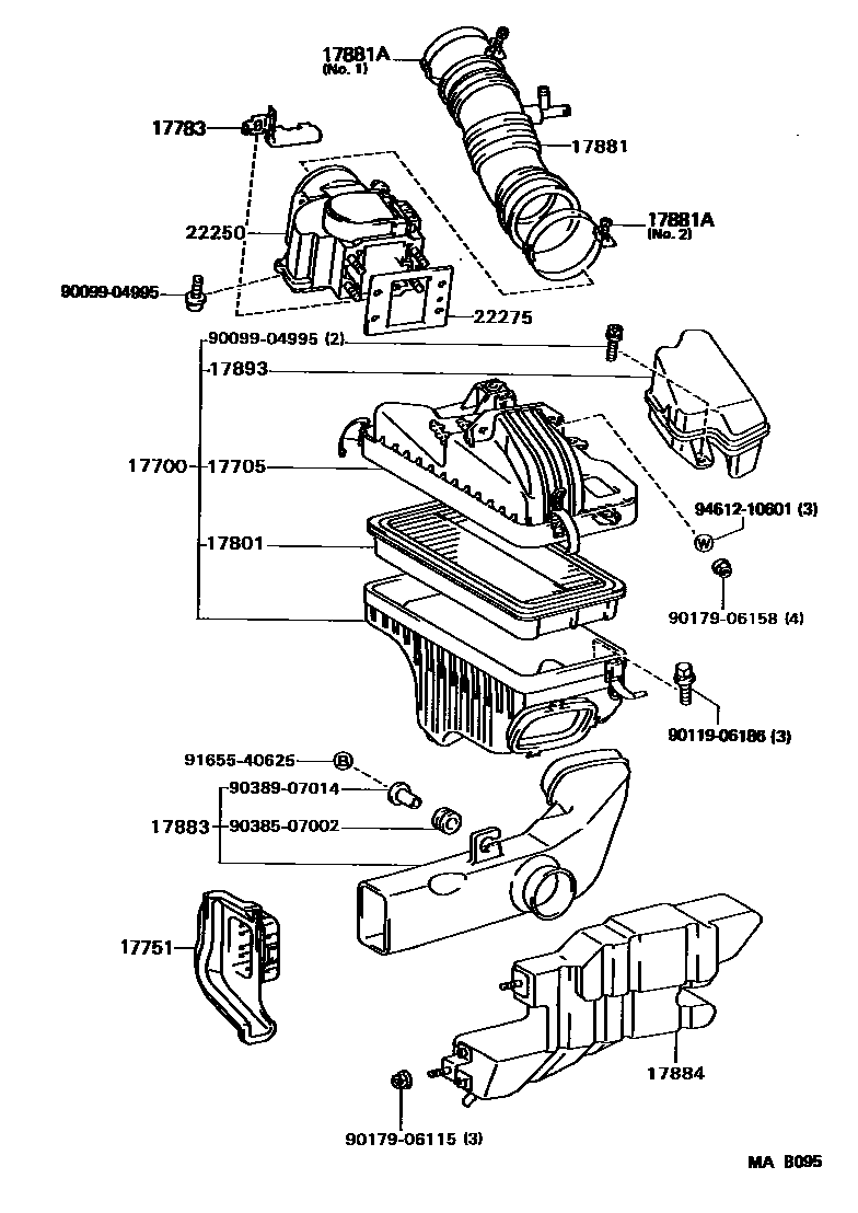Toyota CAMRY Air Cleaner EPC diagram — MAB095