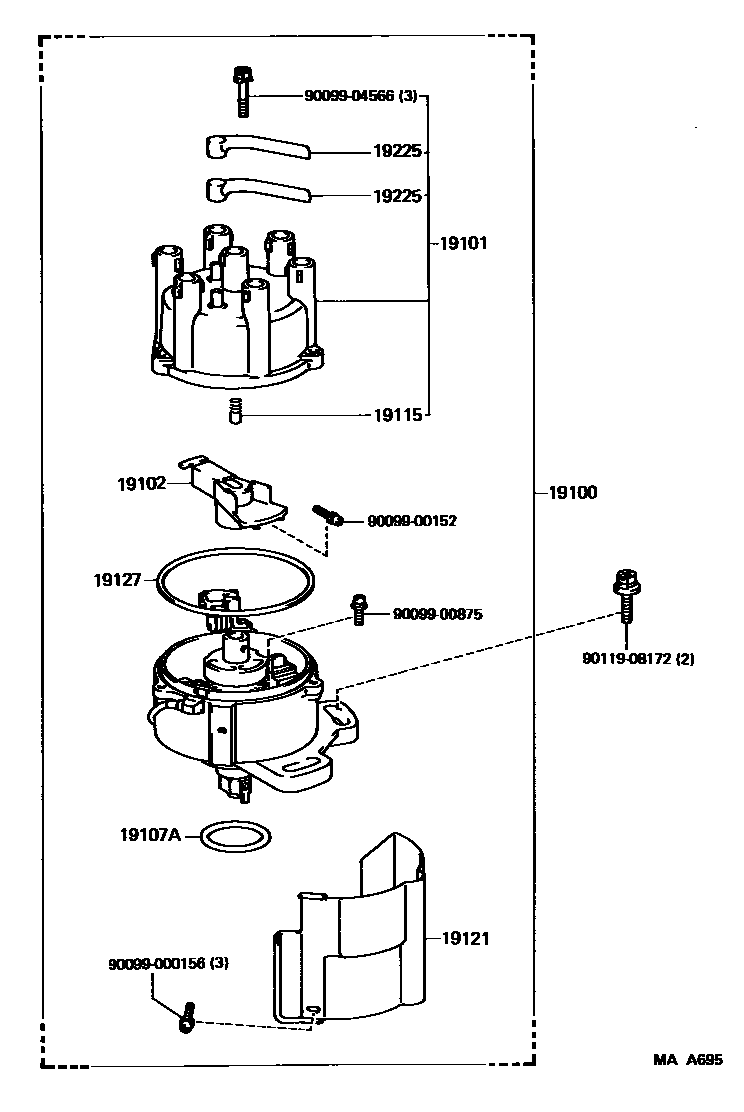 Toyota CAMRY 分电器 EPC diagram — MAA695