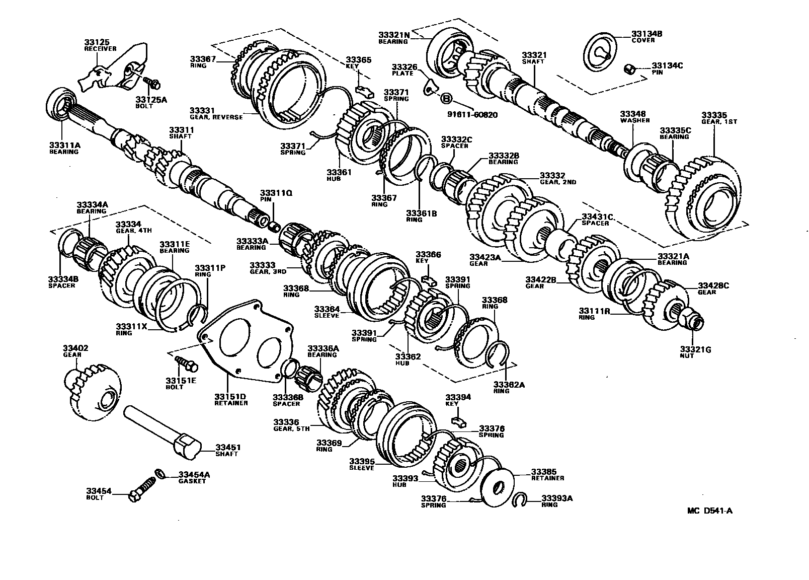 Toyota CAMRY 变速器齿轮(MTM) EPC diagram — MCD541A