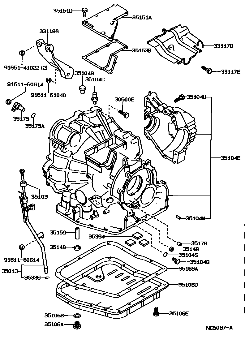 Toyota CAMRY 变速器壳和油底壳(ATM) EPC diagram — NC5067A