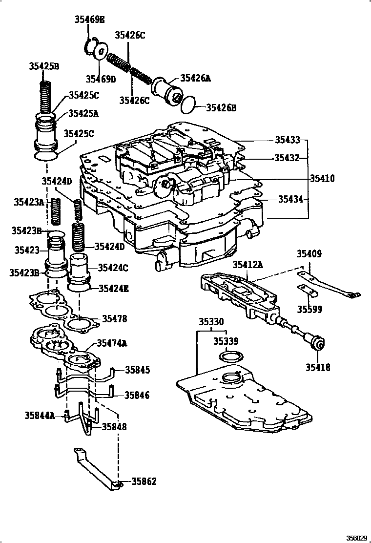 Toyota CAMRY 阀体和滤油网(ATM) EPC diagram — 356029