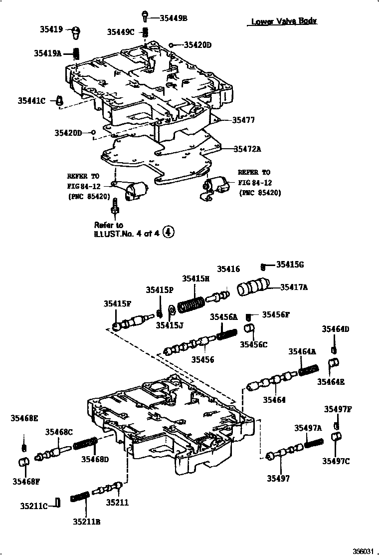 Toyota CAMRY 阀体和滤油网(ATM) EPC diagram — 356031