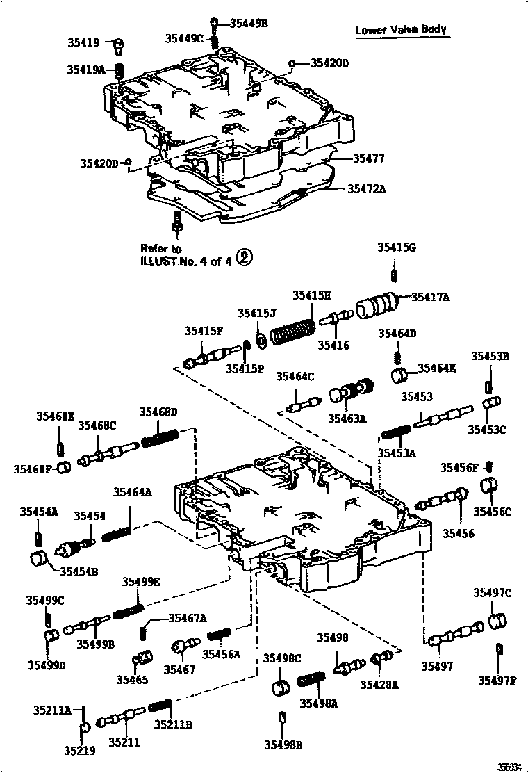 Toyota CAMRY 阀体和滤油网(ATM) EPC diagram — 356034