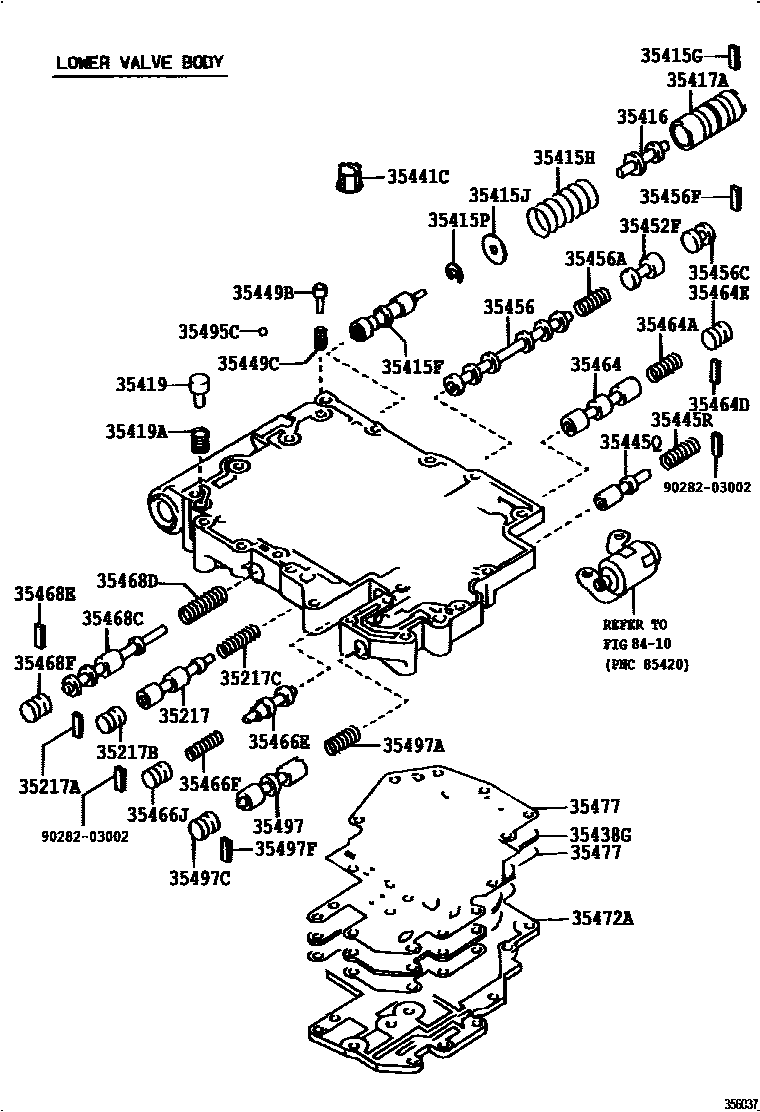 Toyota CAMRY 阀体和滤油网(ATM) EPC diagram — 356037