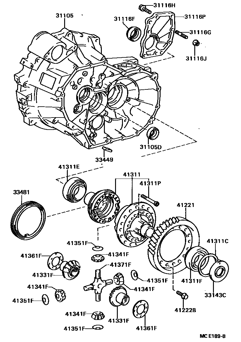 Toyota CAMRY 前桥壳和差速器 EPC diagram — MCE189B