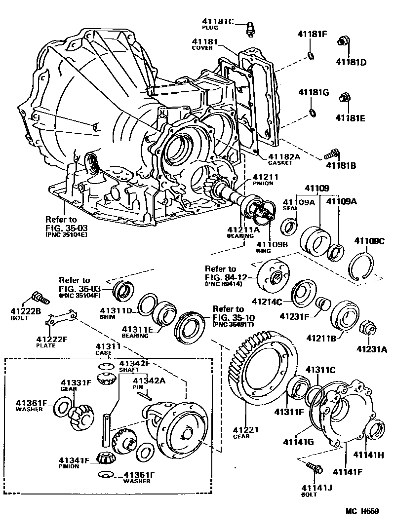 Toyota CAMRY 前桥壳和差速器 EPC diagram — MCH559