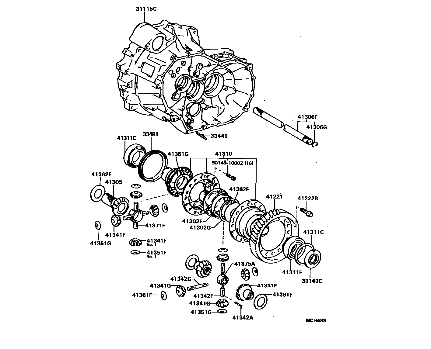 Toyota CAMRY 前桥壳和差速器 EPC diagram — MCH588