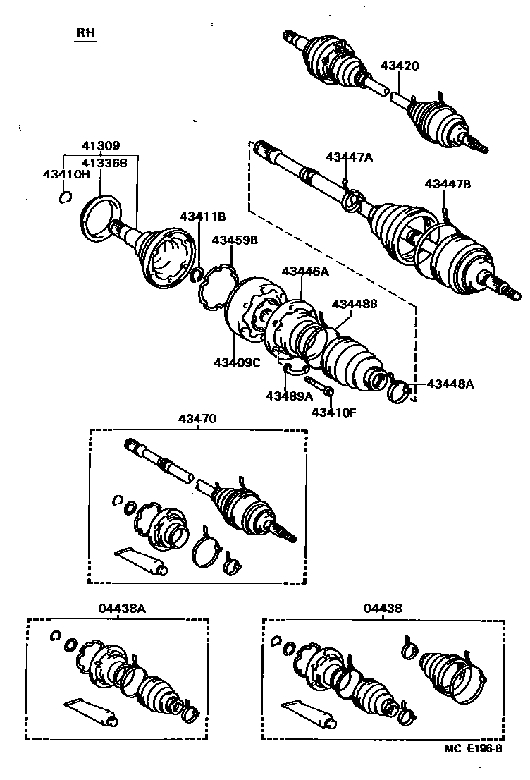 Toyota CAMRY Front Drive Shaft EPC diagram — MCE196B