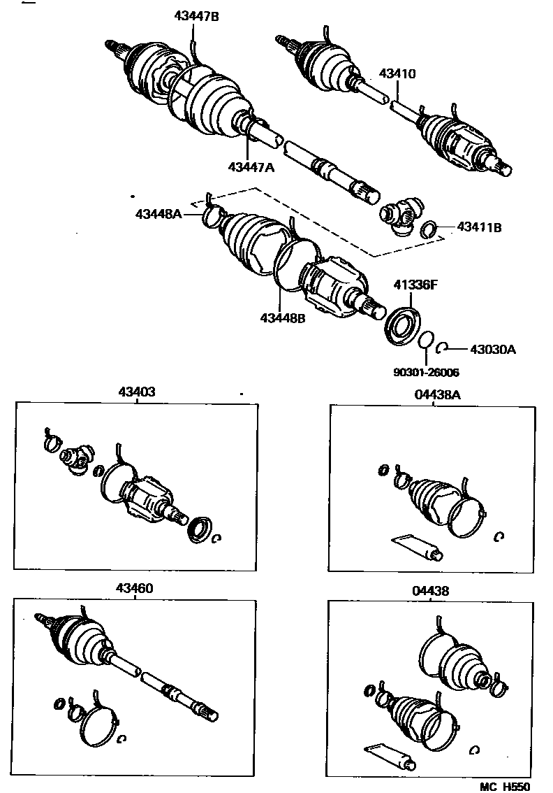 Toyota CAMRY Front Drive Shaft EPC diagram — MCH550