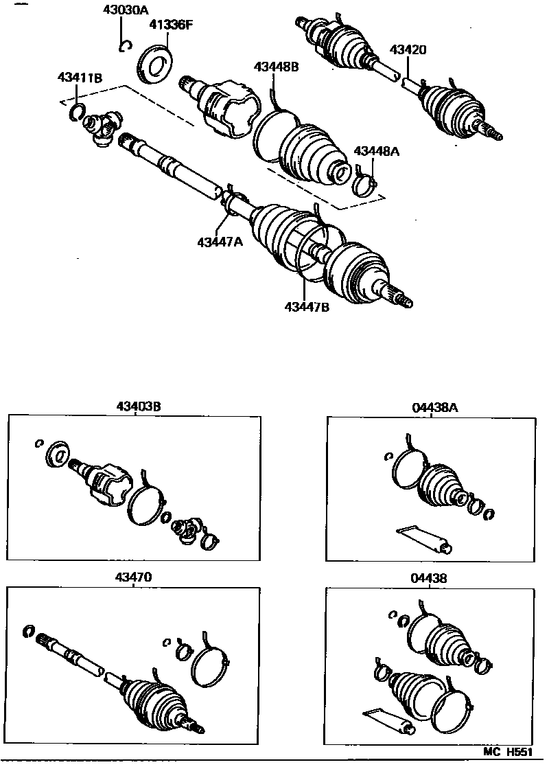 Toyota CAMRY Front Drive Shaft EPC diagram — MCH551