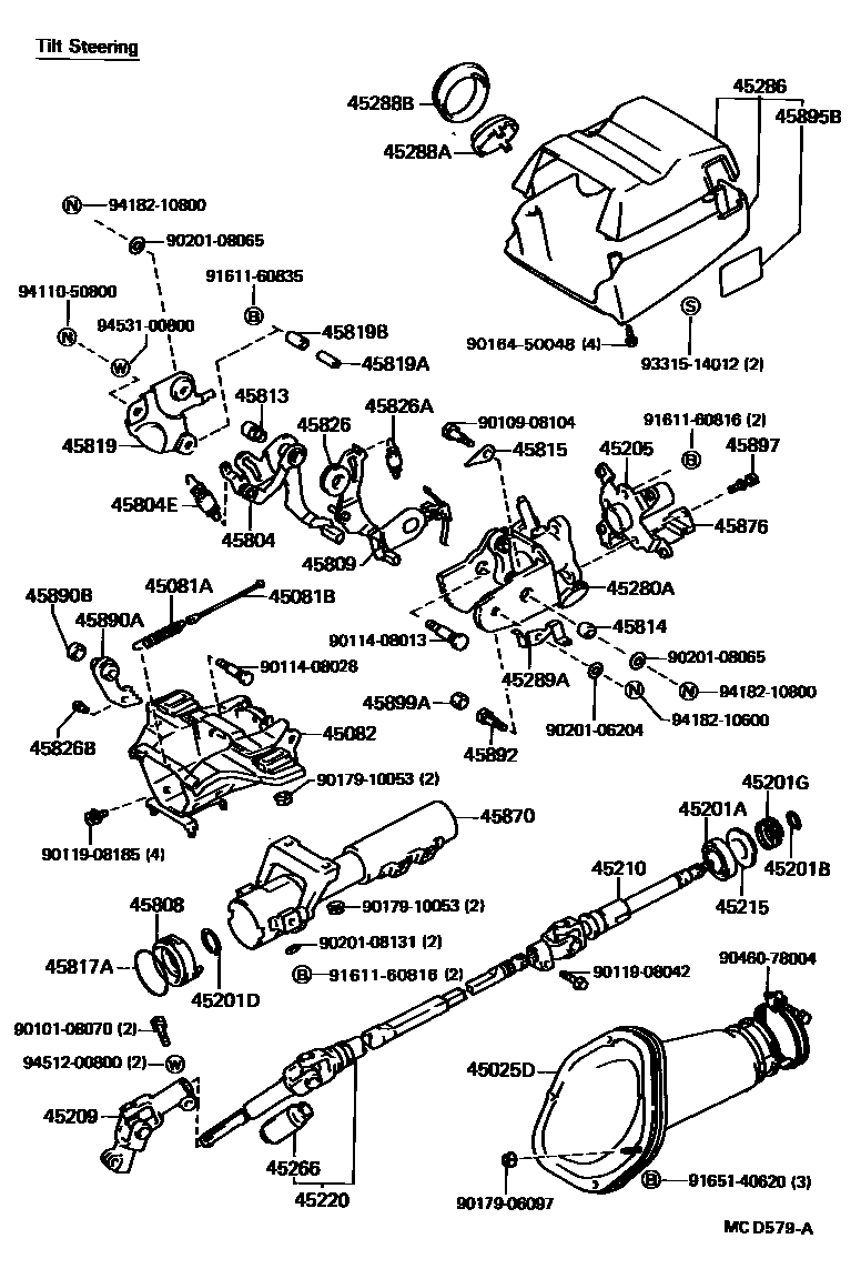 Toyota CAMRY Steering Column & Shaft EPC diagram — MCD579A