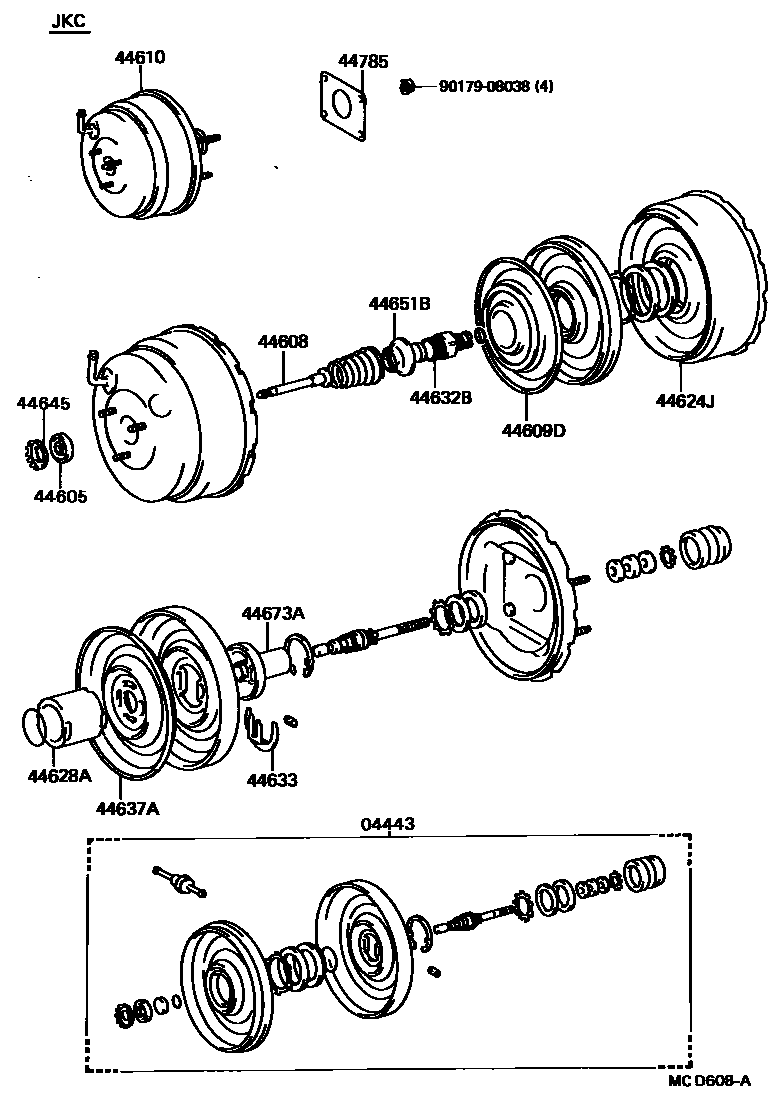 Toyota CAMRY 制动助力器和真空管 EPC diagram — MCD608A