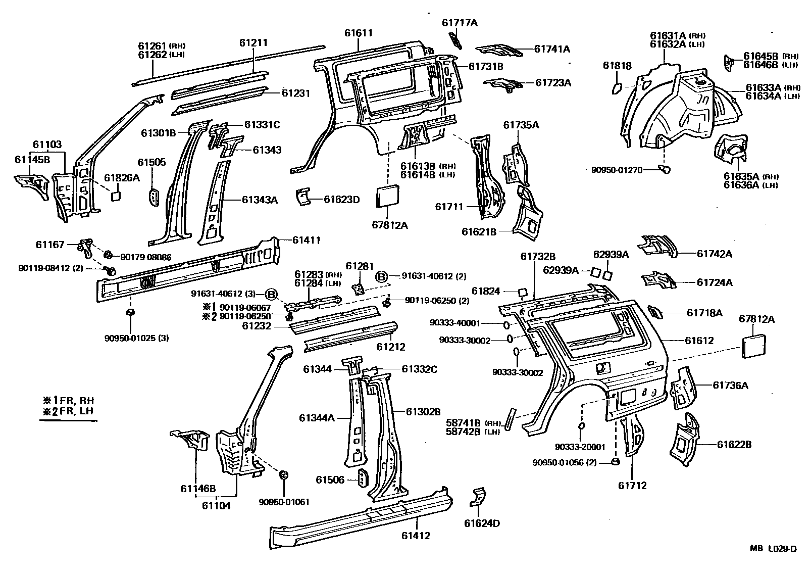 Toyota CAMRY 侧梁 EPC diagram — MBL029D